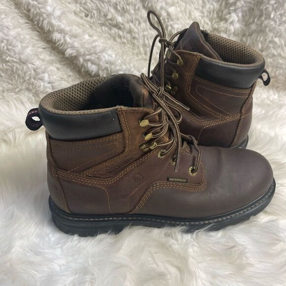 Wolverine Men SZ 12M Leather Brown Boots Work Composite Toe Waterproof  W10104 main image 5